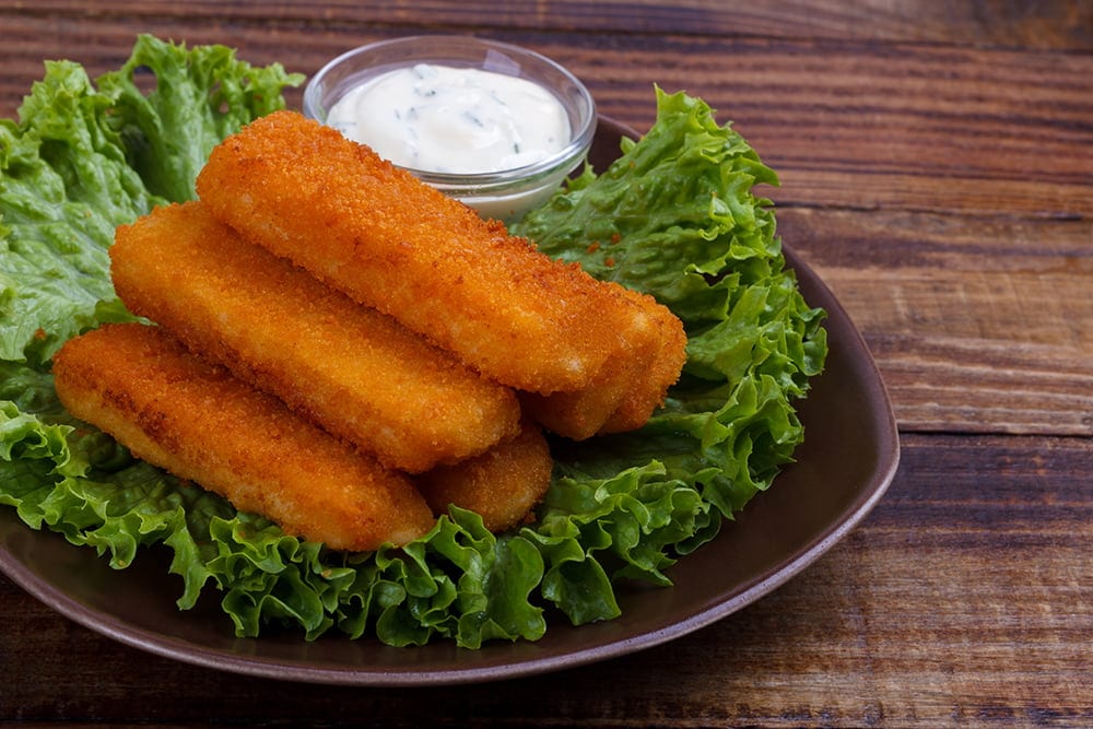 Plate of fish fingers
