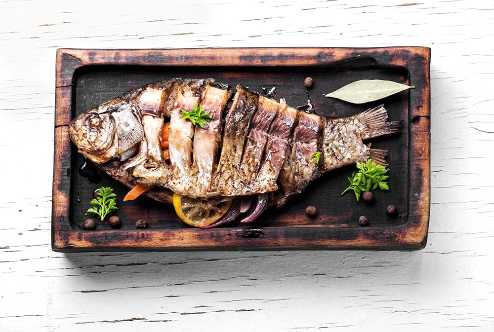 Tasty baked whole fish