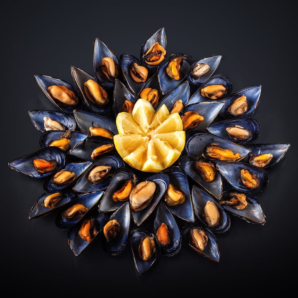 Steamed mussels.
